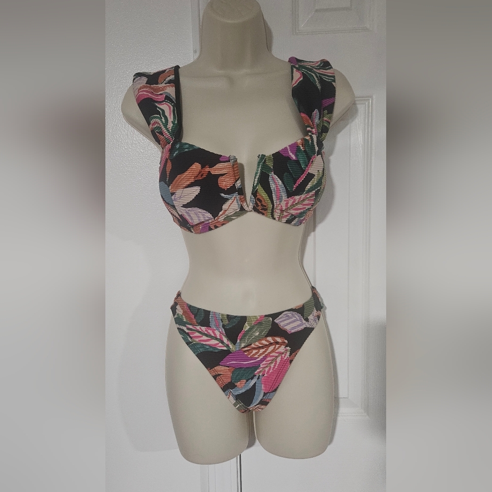 Time and Tru Tropical Leaf Bikini Set